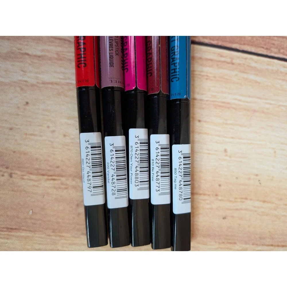 5 Pc Rimmel London Lip Art Graphic Liner and Liquid Lipstick